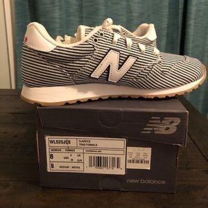 New Balance for J Crew Navy and White Stripe 520